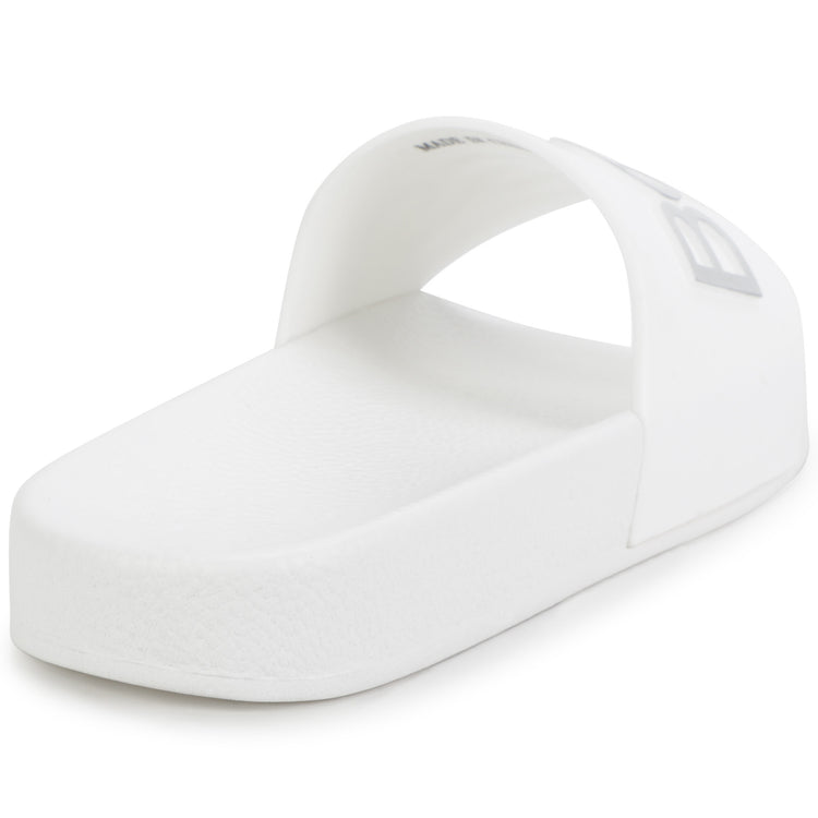 Hugo Boss White Silver Logo Slide J19079