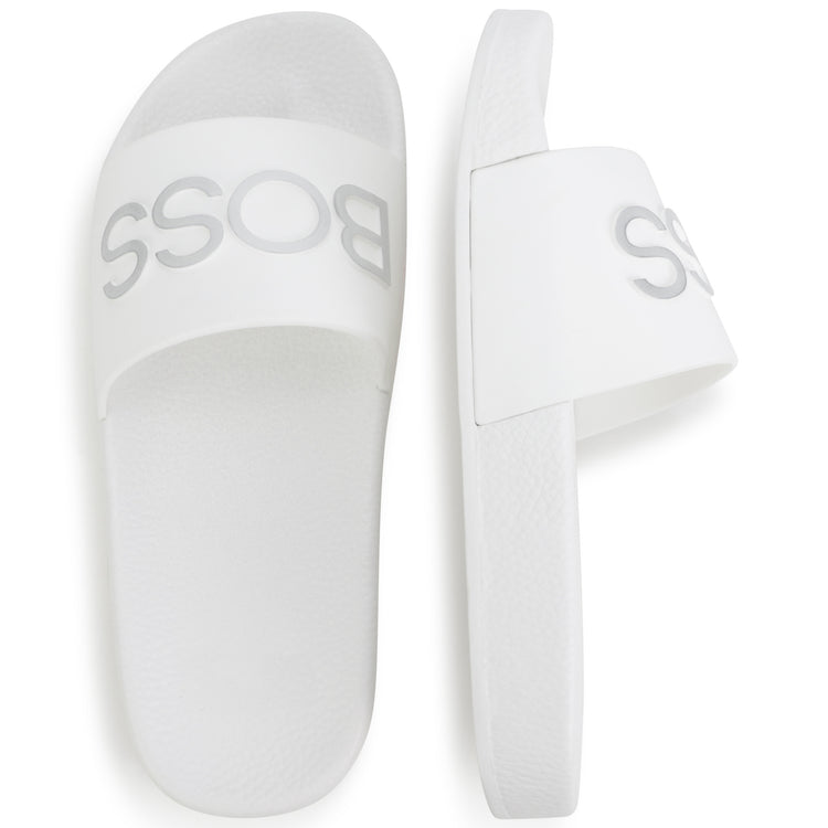 Hugo Boss White Silver Logo Slide J19079