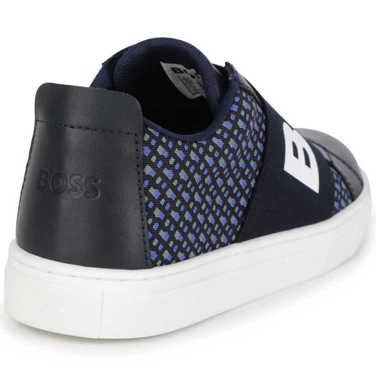 Hugo Boss Navy Blue Green Logo Slip on Sneaker J29299