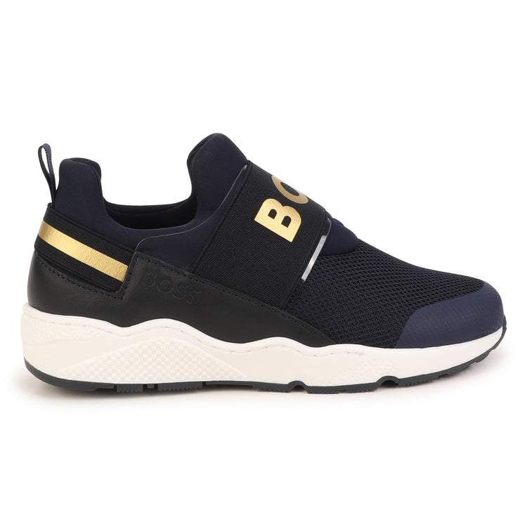 Hugo Boss Navy Gold Logo Slip On Sneaker J29295