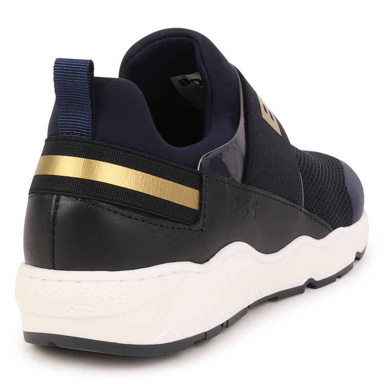 Hugo Boss Navy Gold Logo Slip On Sneaker J29295