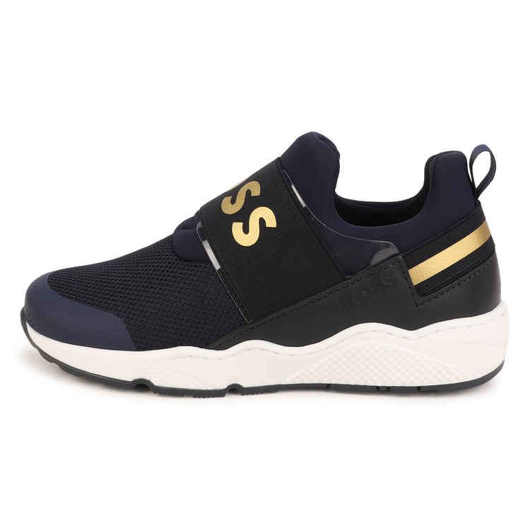 Hugo Boss Navy Gold Logo Slip On Sneaker J29295