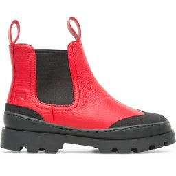 Camper Red Leather Lug Sole Pull On Bootie K900214