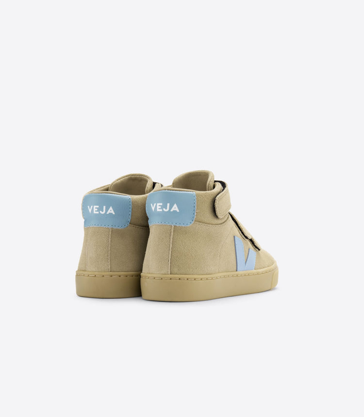 Veja Sky Blue "V" Taupe Suede Velcro Hi Top Sneaker 2997