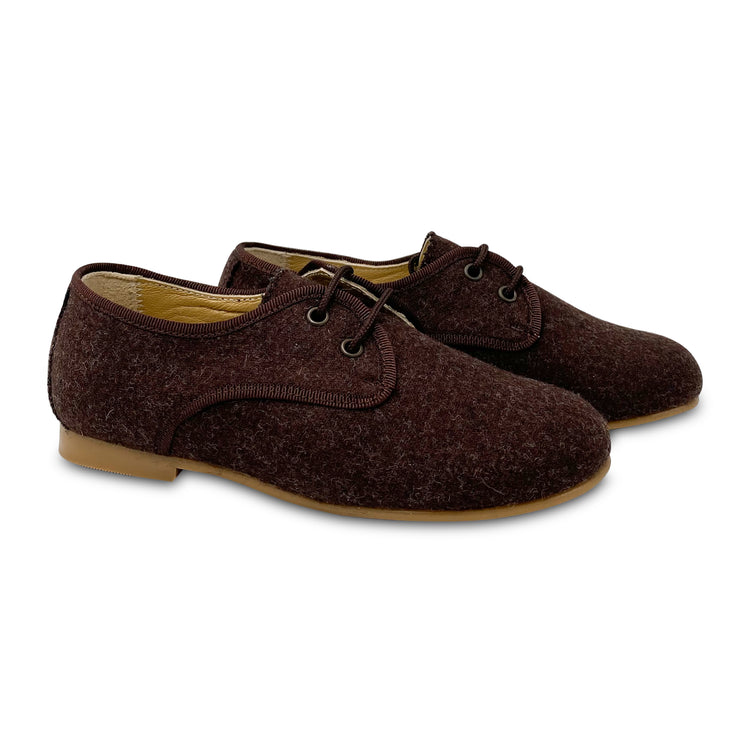 LMDI Brown Flannel Wool Lace Dress Shoe 137152