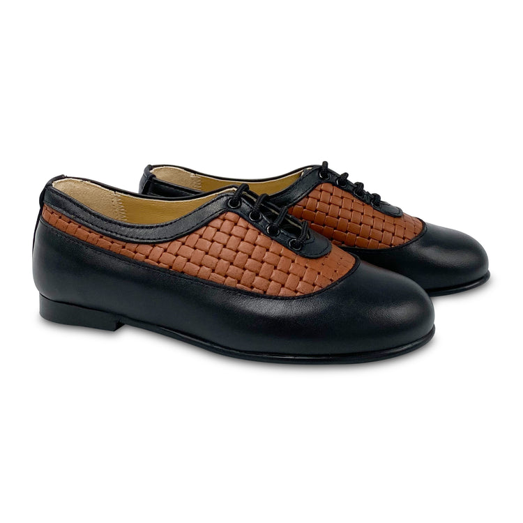 LMDI Roble Black Cognac Weave Lace Up