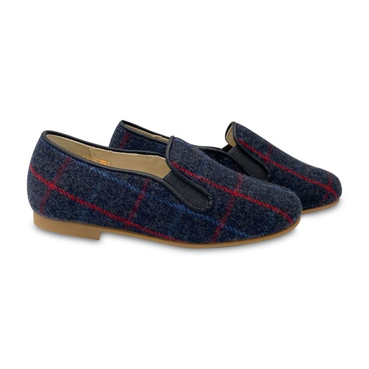 Confetti Grey Plaid Wool Smoking Slip On 1702