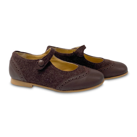 LMDI Doll Brown Wool Wingtip Mary Jane