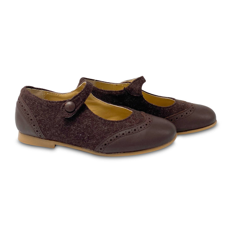 LMDI Doll Brown Wool Wingtip Mary Jane