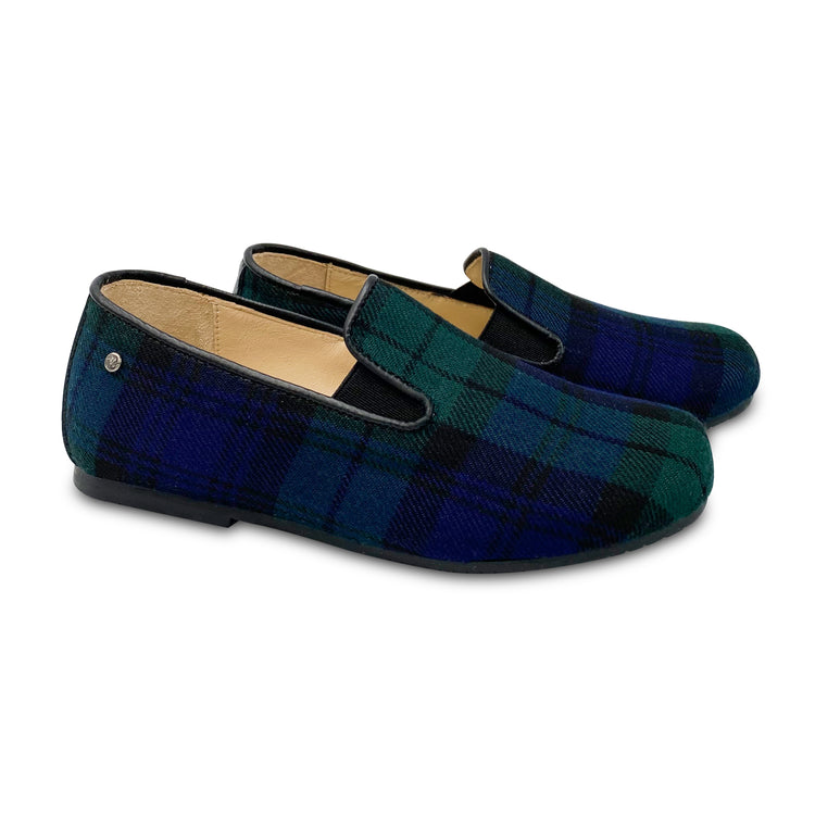 Manuela De Juan Navy Green Plaid Smoking Shoe S2488