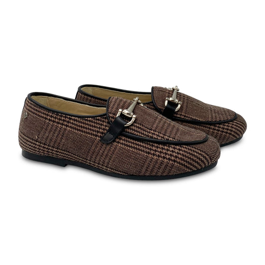 Manuela De Juan Brown Plaid Chain Loafer S2945