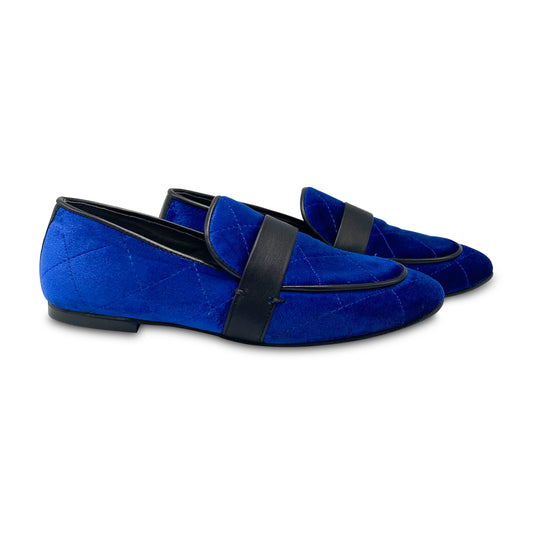 Maria Catlan Cobolt Blue Velvet Quilt Slip On 505715