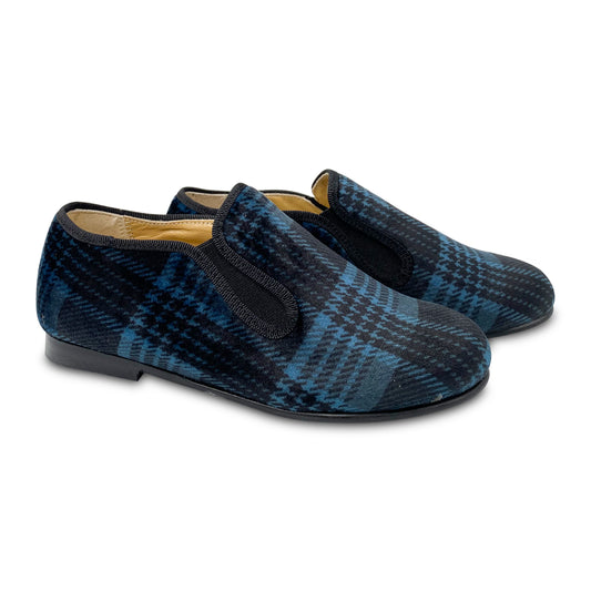 LMDI Orion Blue Plaid Velvet Smoking Shoe 137159