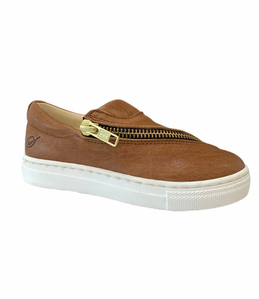 Sonatina Slide Cognac Zipper Slip On Sneaker