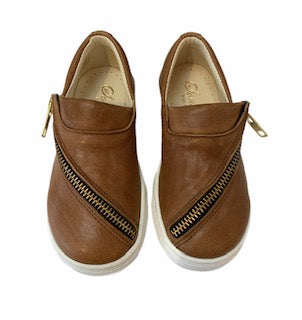 Sonatina Slide Cognac Zipper Slip On Sneaker