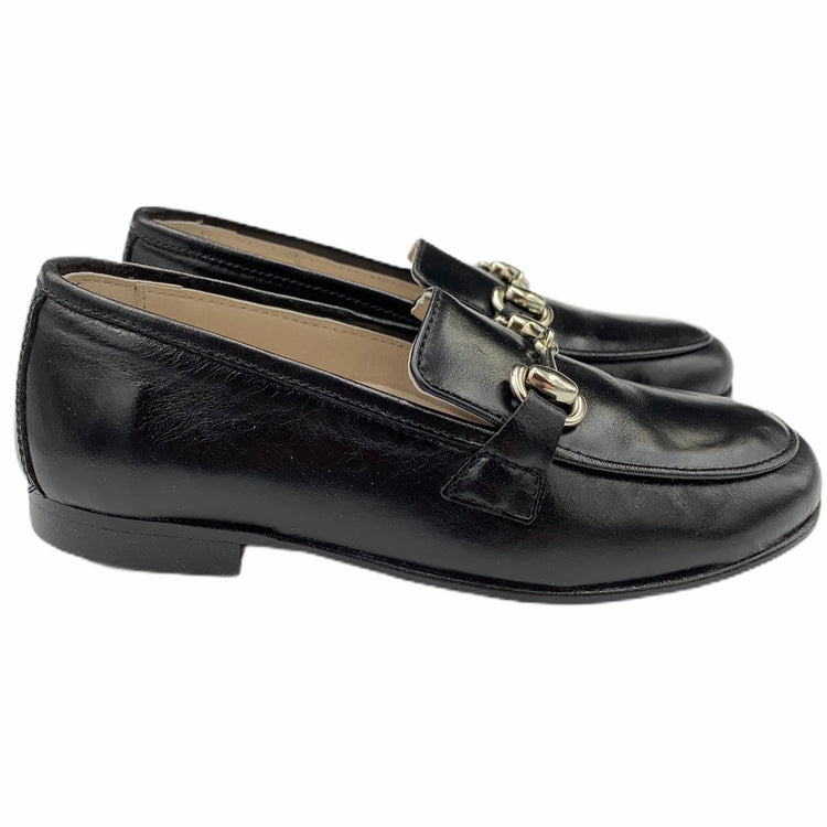 Hoo Black Leather Chain Loafer 3076