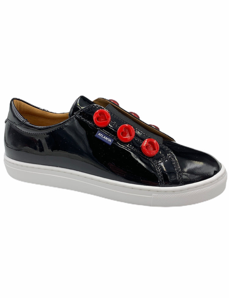 Atlanta Mocassin Black Patent Red Heart Sneaker 16445