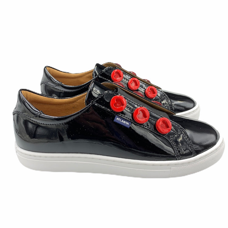 Atlanta Mocassin Black Patent Red Heart Sneaker 16445