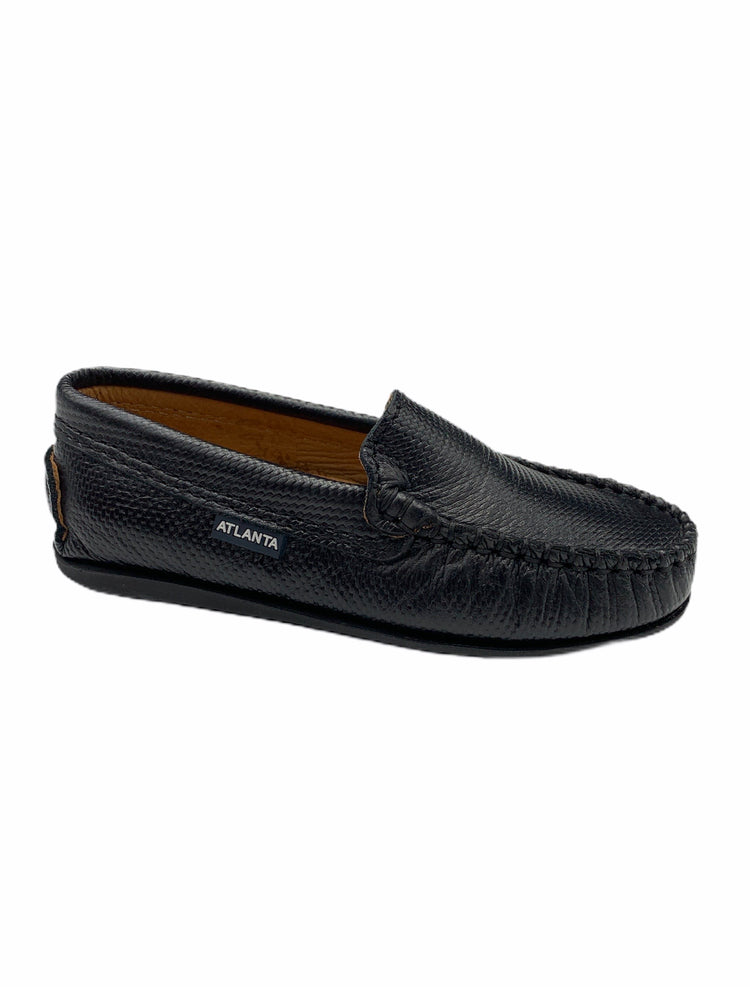 Atlanta Mocassin Black Textured Print Loafer 15397