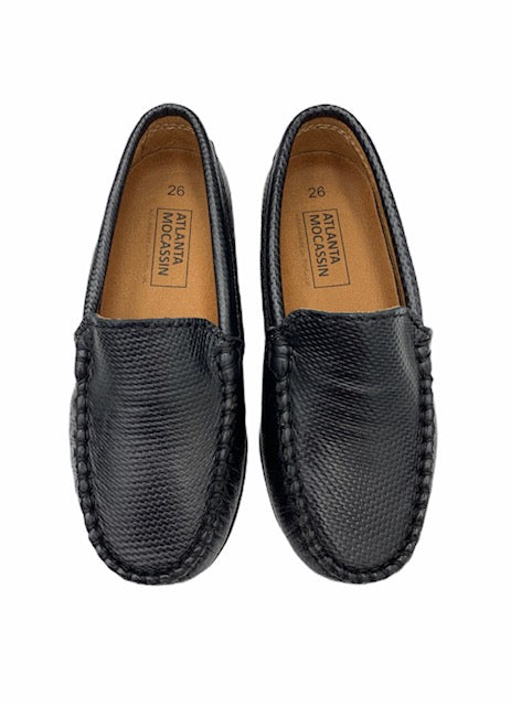 Atlanta Mocassin Black Textured Print Loafer 15397