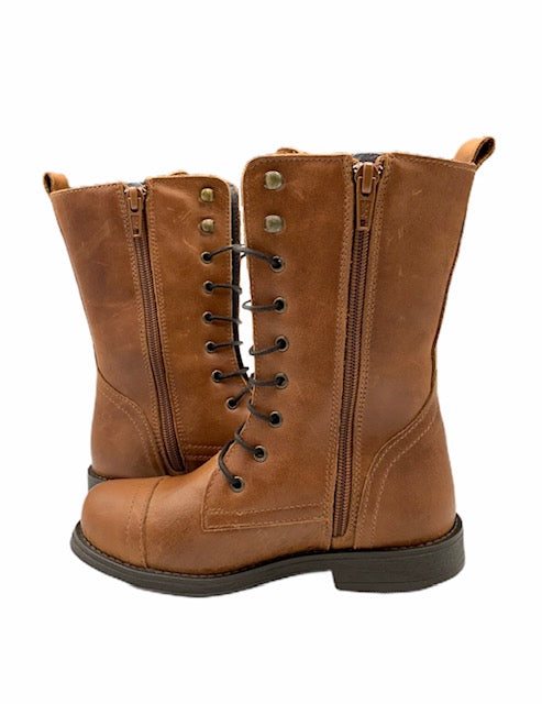 LMDI Brown Taba Leather Lace Up Boot