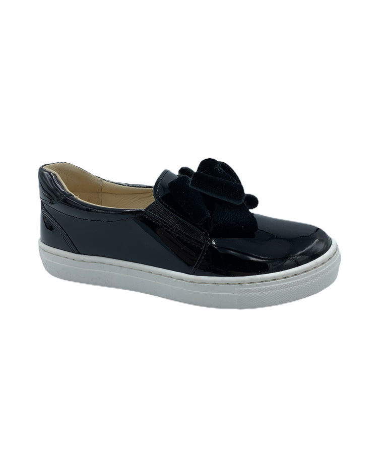 Andanines Black Patent Bow Slip On Sneaker 192759