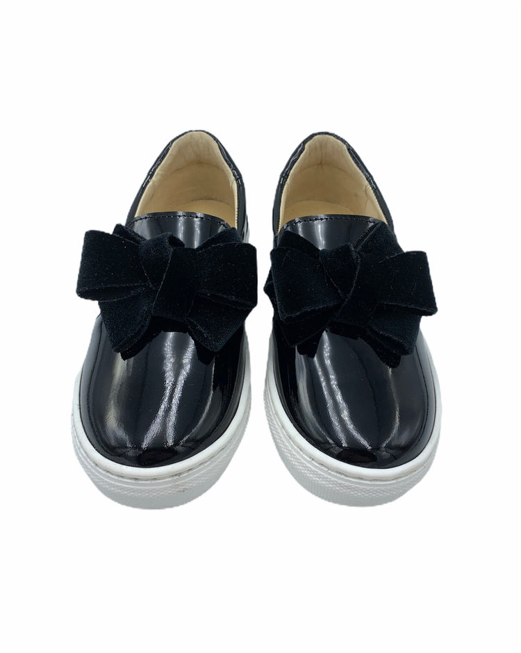 Andanines Black Patent Bow Slip On Sneaker 192759