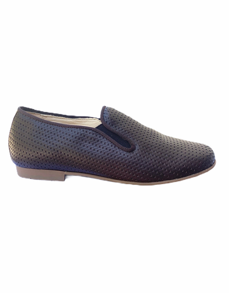 Andanines Perforated Dark Brown Leather Smoking Slip On 182447