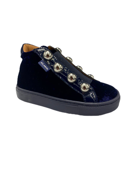 Atlanta Mocassin Navy Velvet High Top Sneaker 16250