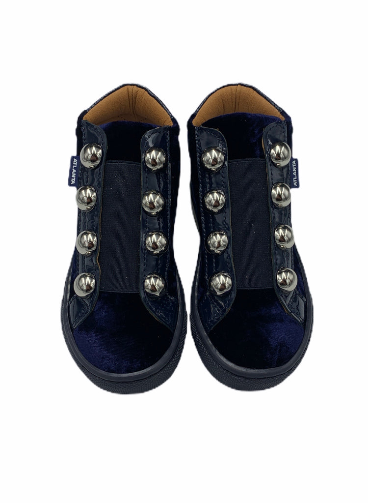 Atlanta Mocassin Navy Velvet High Top Sneaker 16250