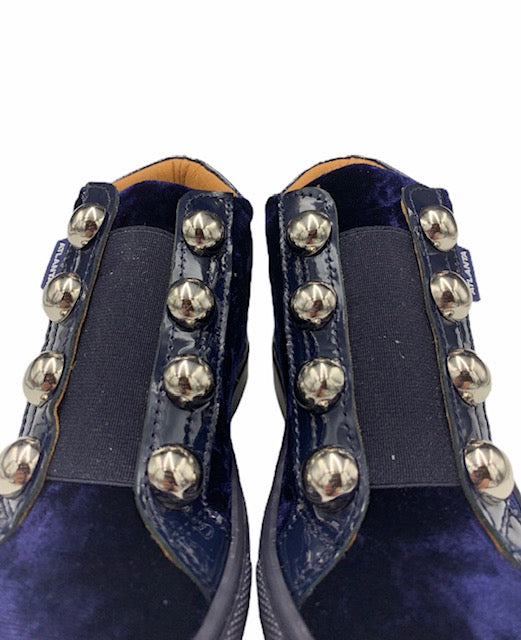 Atlanta Mocassin Navy Velvet High Top Sneaker 16250