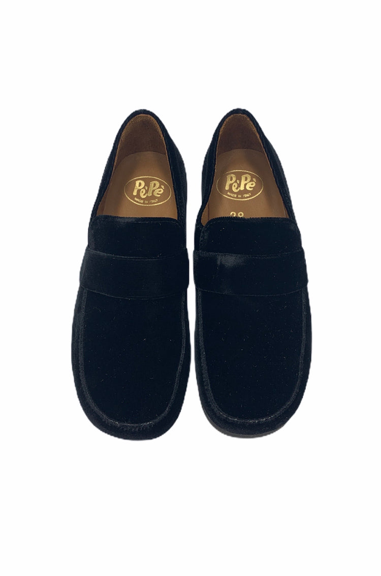 Pepe' Black Velvet Slip On Penny Loafer 1500