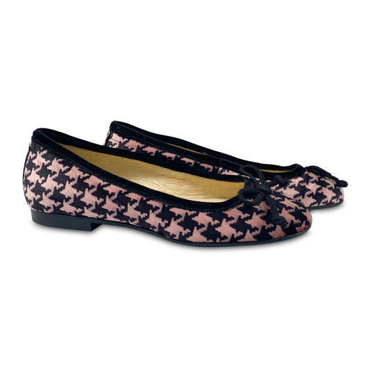 Blublonc Lana Pink Black Houndstooth Velvet Ballet Slip On