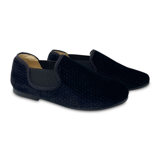 Blublonc Black Cube Velvet Smoking Slip On Blu3