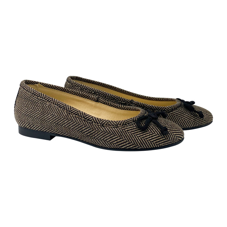 Blublonc Lana Brown Herringbone Ballet Flat