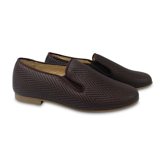 Andanines Dark Brown Chevron Smoking SLip On 182447