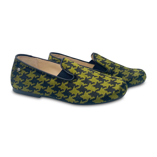 Manuela De Juan Green Velvet Houndstooth Smoking Shoe S2488