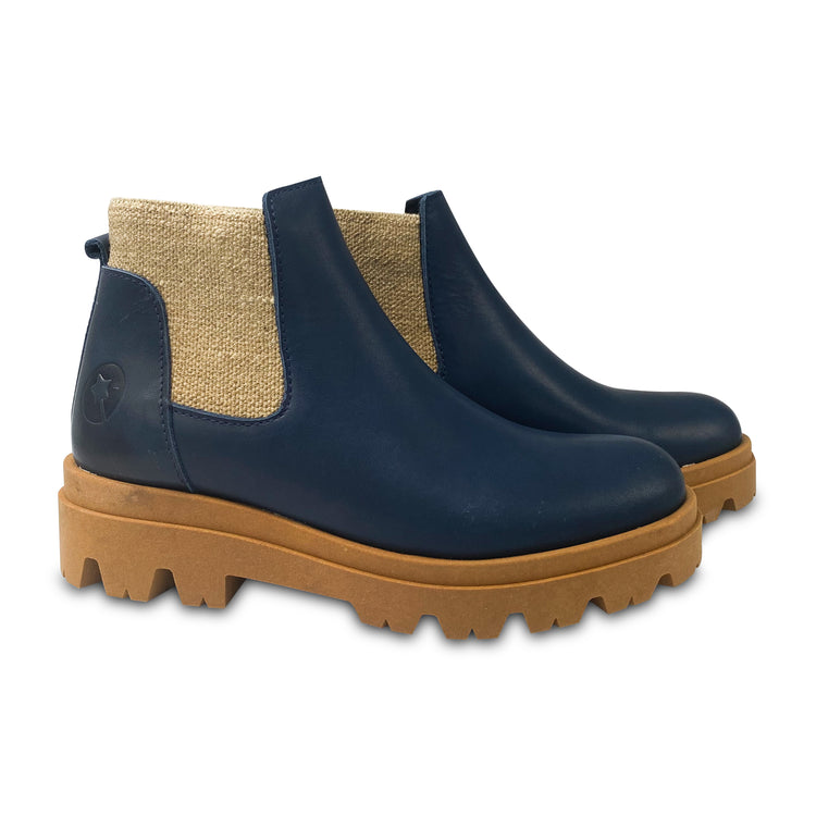 LMDI Brezo Navy Tan Lug Sole Bootie