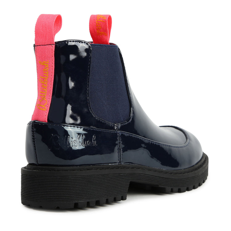 Billieblush Navy Neon Pink Slip On Combat Boot U19248