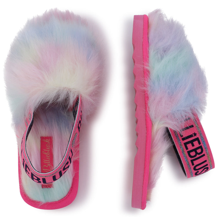 BillieBlush Rainbow Fuzzy Slipper U19331