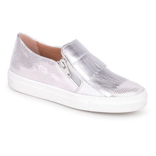 Zubii Metallic Pink DIsco Silver Fringe Slip On Sneaker ZU710