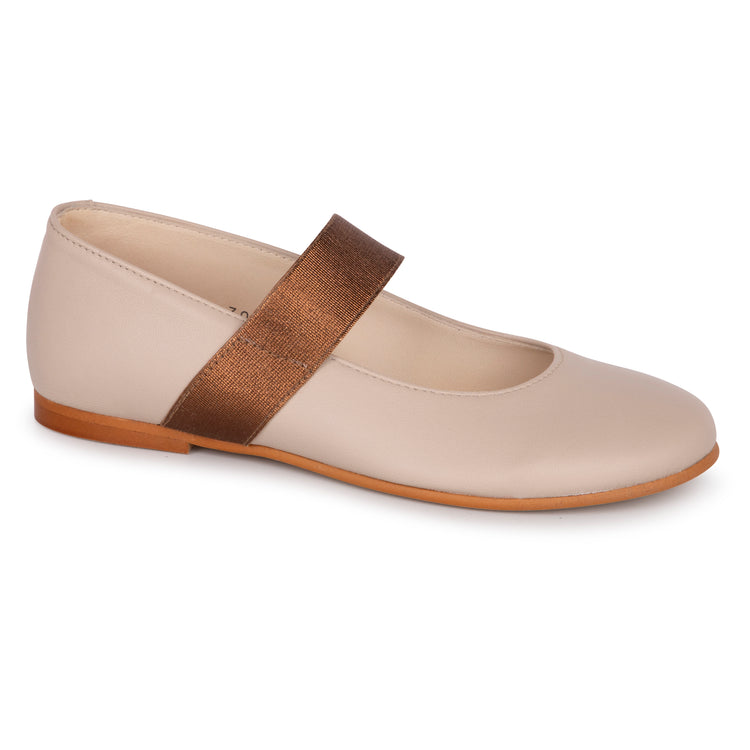 Sonatina Brooklyn Ivory Bronze Slip on Elastic Mary Jane