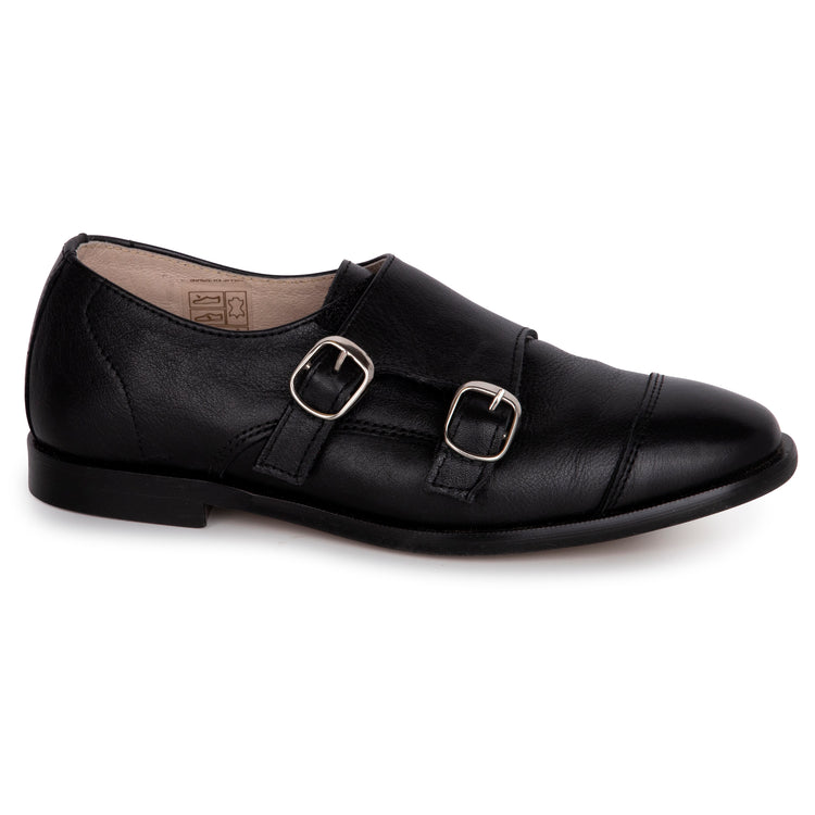 Hoo Black Velcro Monk Strap Dress Shoe 2278Y