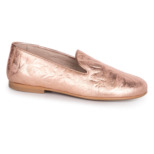 Hoo Rose Gold Crinkle Slip On Loafer 2300