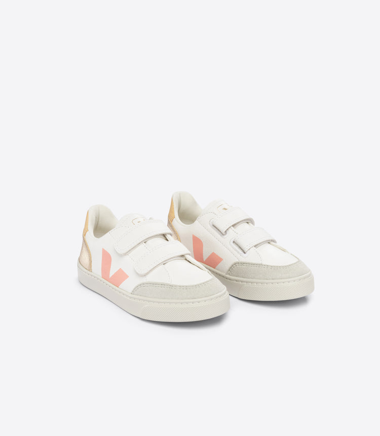 Veja Peach Gold White Velcro Sneaker 3250