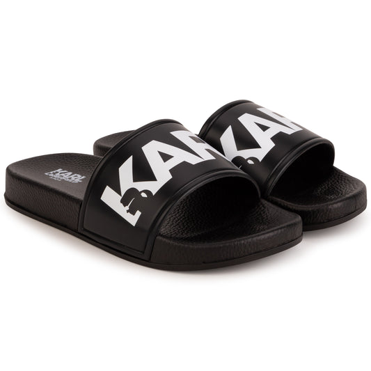 Karl Lagerfeld Black White Logo Slides Z29042