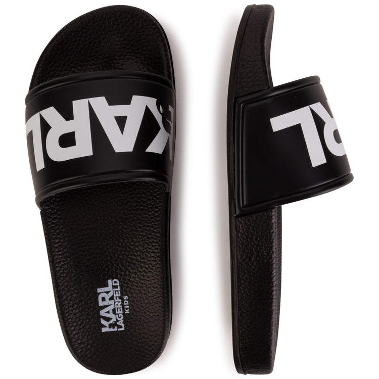 Karl Lagerfeld Black White Logo Slides Z29042