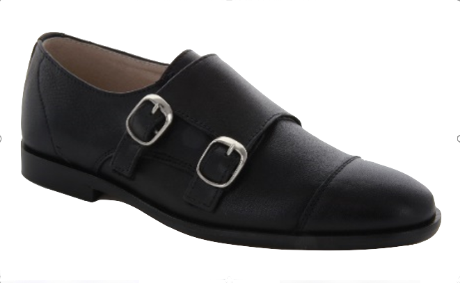 Hoo Black Velcro Monk Strap Dress Shoe 2278Y