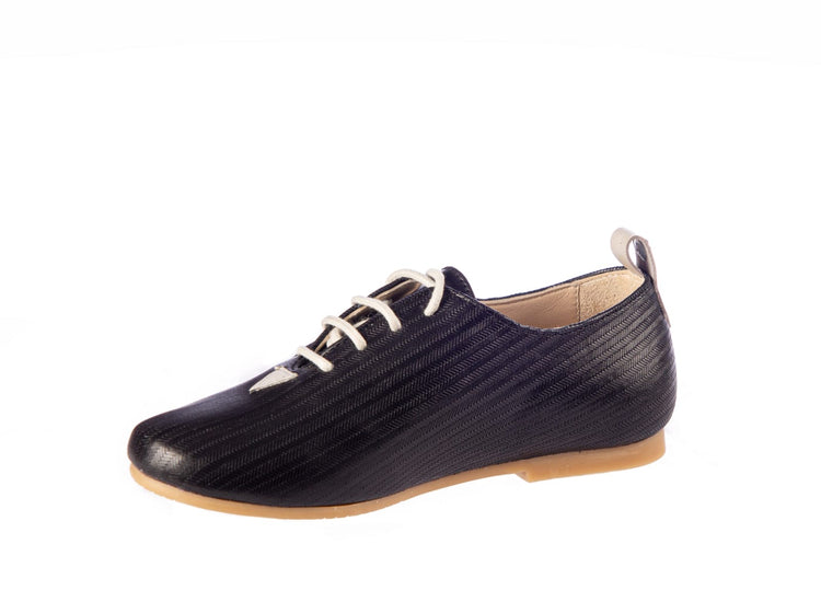 Manuela De Juan Black Textured Grey Lace Derby S2709