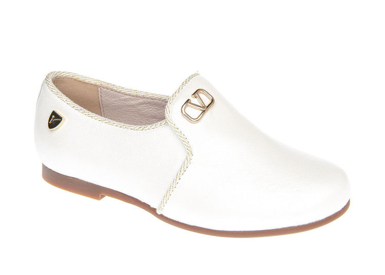 Venettini Conor3 Pearl White Gold Detail Smoking Slip On